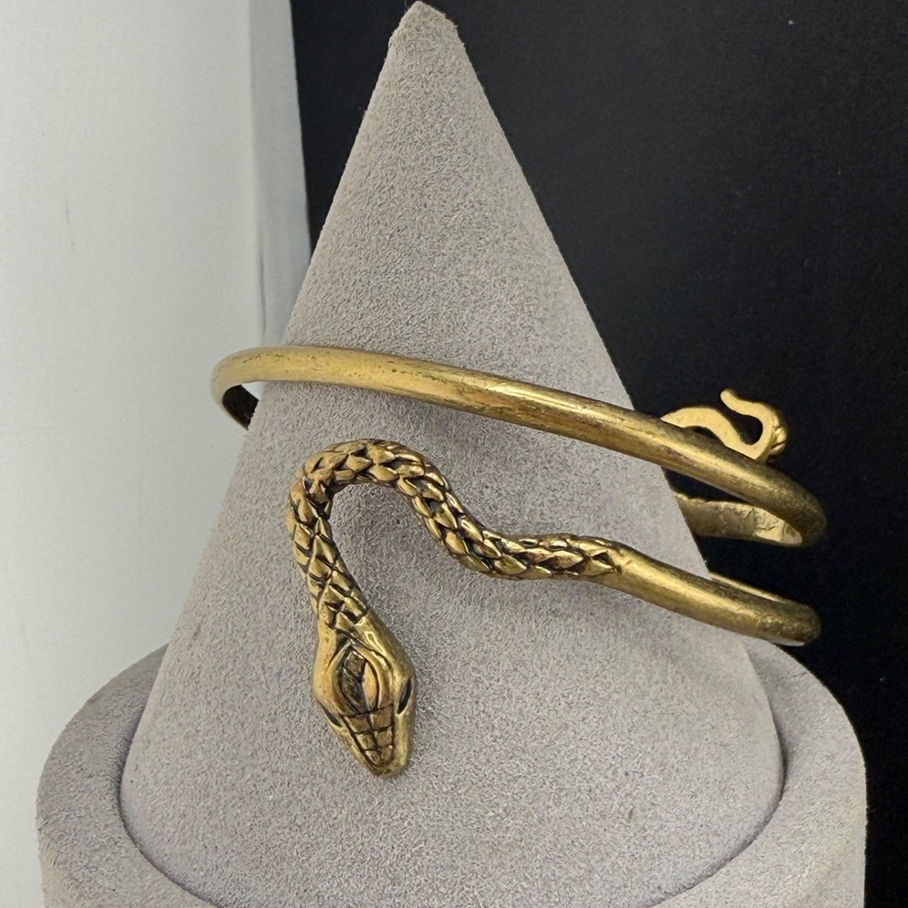 Jenny Bird Wrap Bracelet Serpent Snake Gold Tone Signed 8"